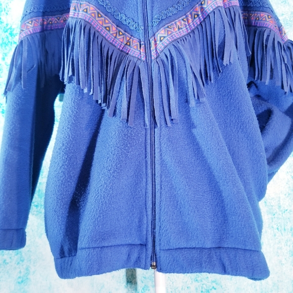 Vintage Jackets & Coats Vtg 8s Rafael Southwestern Fringe Fleece
